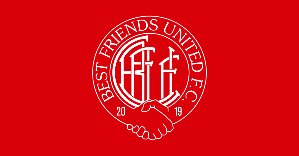 Best Friends United FC crest on a red background